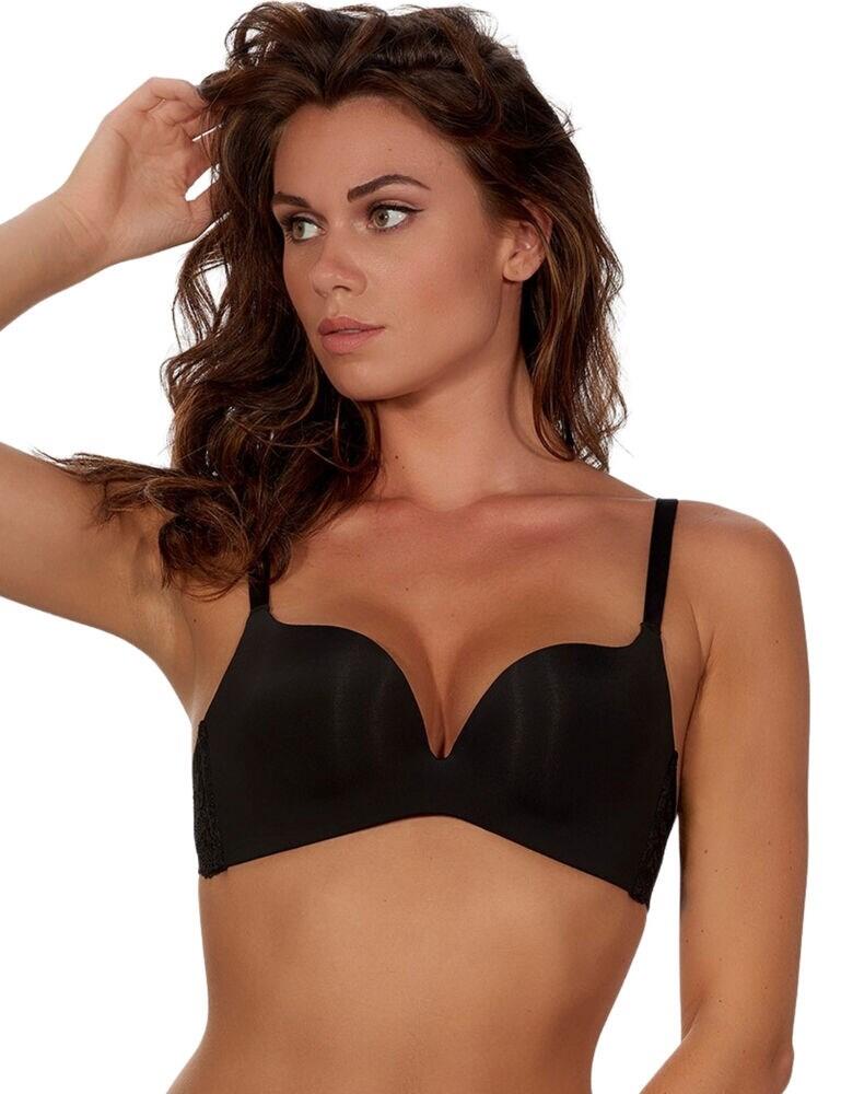 Enjoy a gorgeously shaped cleavage wearing this After Eden creation. Designed to enhance without wires whilst not skipping on comfort. Smooth plunge cups are complete with push-up padding for a natural lift. The rear wing is crafted from elegant lace adding a feminine touch to this sleek bra. The shoulder straps are fully adjustable and it fastens with a hook and eye closure at the rear.