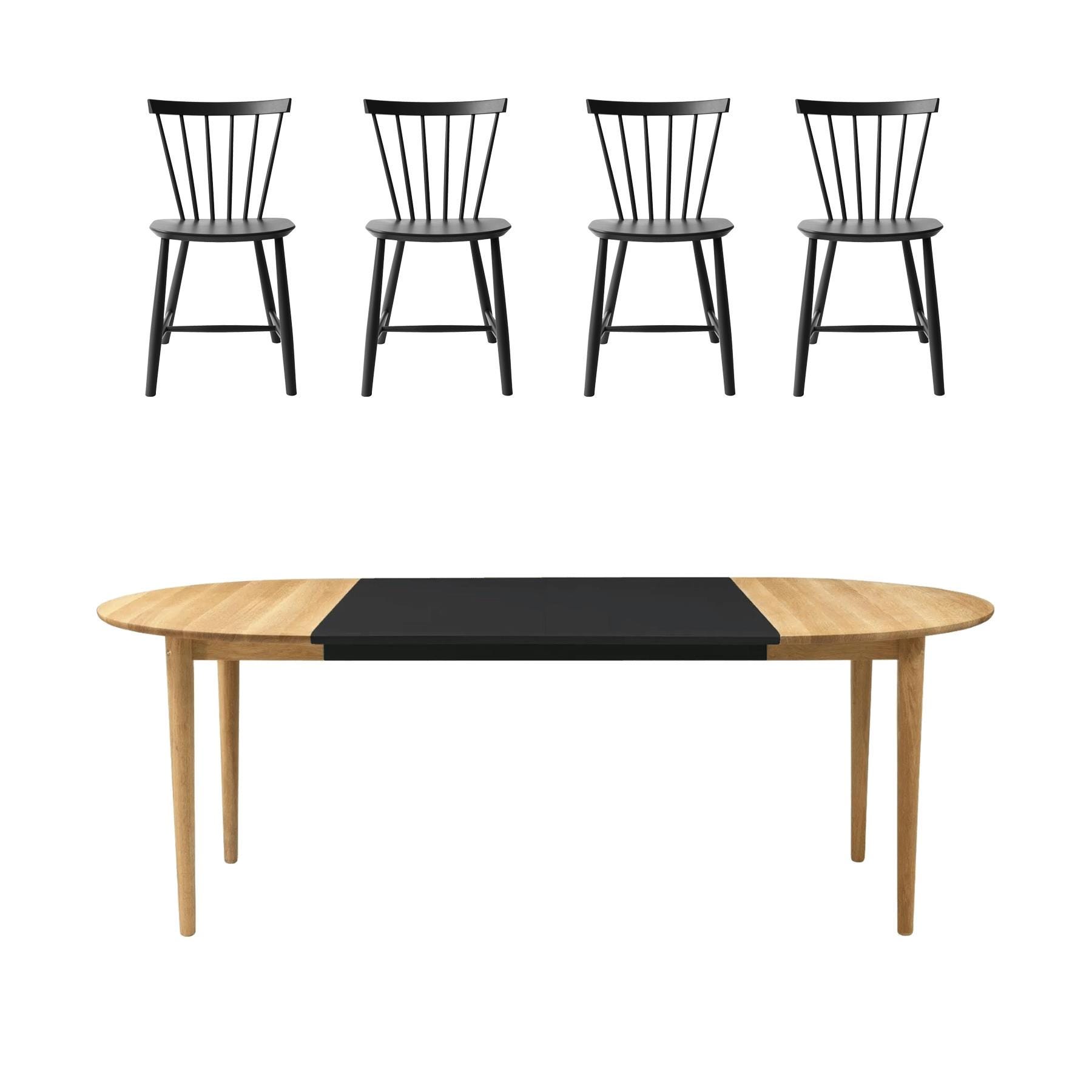 Fdb Mobler Kitchen Dining Table Bundle C62e J46 Black 2 X Black Extension Leaf Designer Furniture From Holloways Of Ludlow