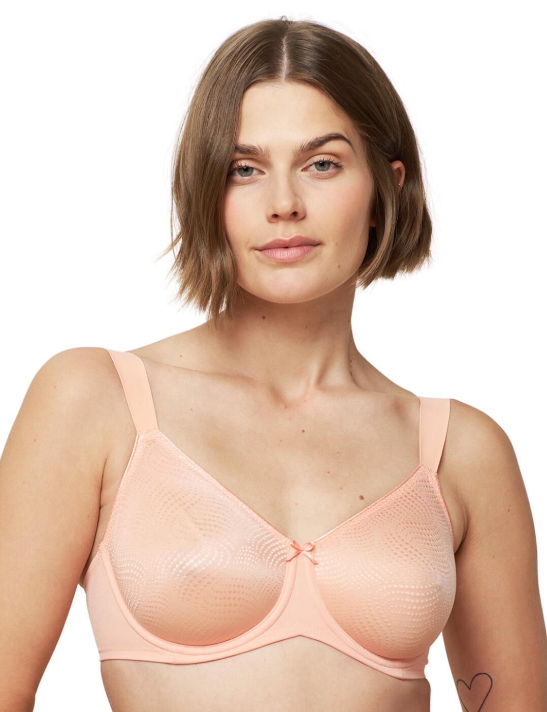 Embody true comfort with Triumph's Essential Minimizer collection. This full cup bra features non-padded, underwired, soft cups that hold and lift your bust whilst embracing your natural curves. This piece has a beautiful jacquard printed design on the cups and features a cute feminine bow detailing on the centre bust for a stylish flair. Fastened at the rear with a classic hook and eye closure and boasting fully adjustable, wide shoulder straps for a comfortable fit you can tailor to your own personal preference. Pair this piece with the available matching coordinates within Triumph's Essential Minimizer range to complete the full look.  Underwired Non-padded, soft cups Jacquard printed cups Visibly reduces bust by one size Adjustable wide shoulder straps Full cup neckline Hook and eye closure Matching coordinates available Country of origin: Composition: 71% Polyamide &pipe; 29% Elastane Listed in UK sizes  58991-103588-1446201 10166830 Full Cup Bra