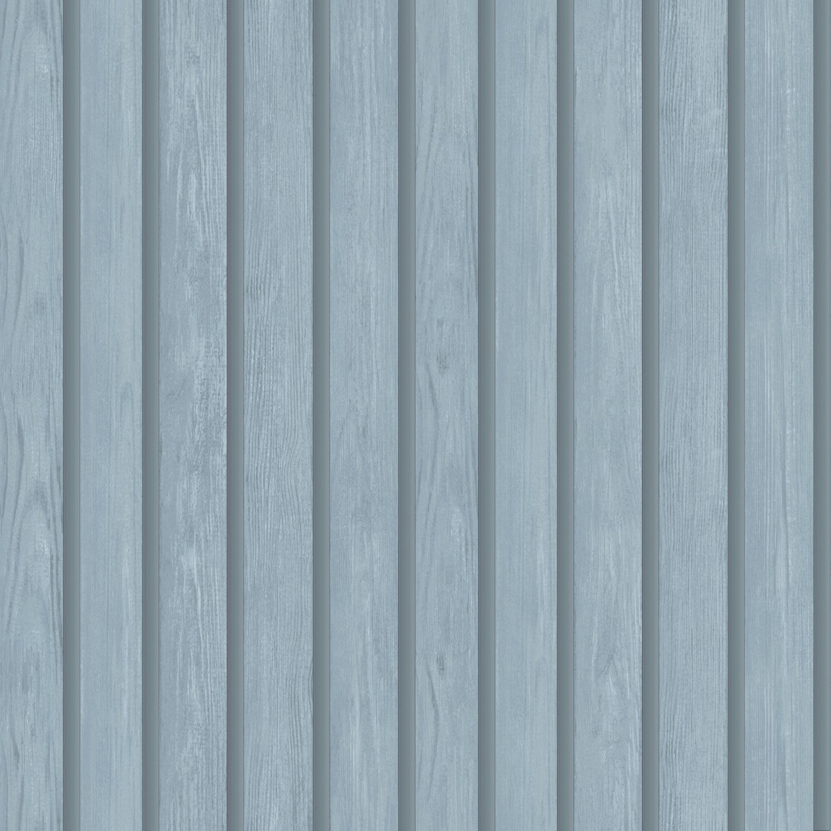 Holden Decor Wood Slat Blue Wallpaper 10m x 53cm, Blue