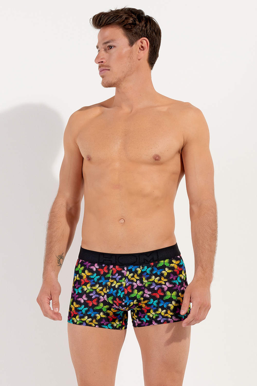 Luxury HOM Butterfly Boxer Brief men’s underwear shorts – lined pouch and comfort waistband. Shop fine silky multicolour male trunks. Ship worldwide
