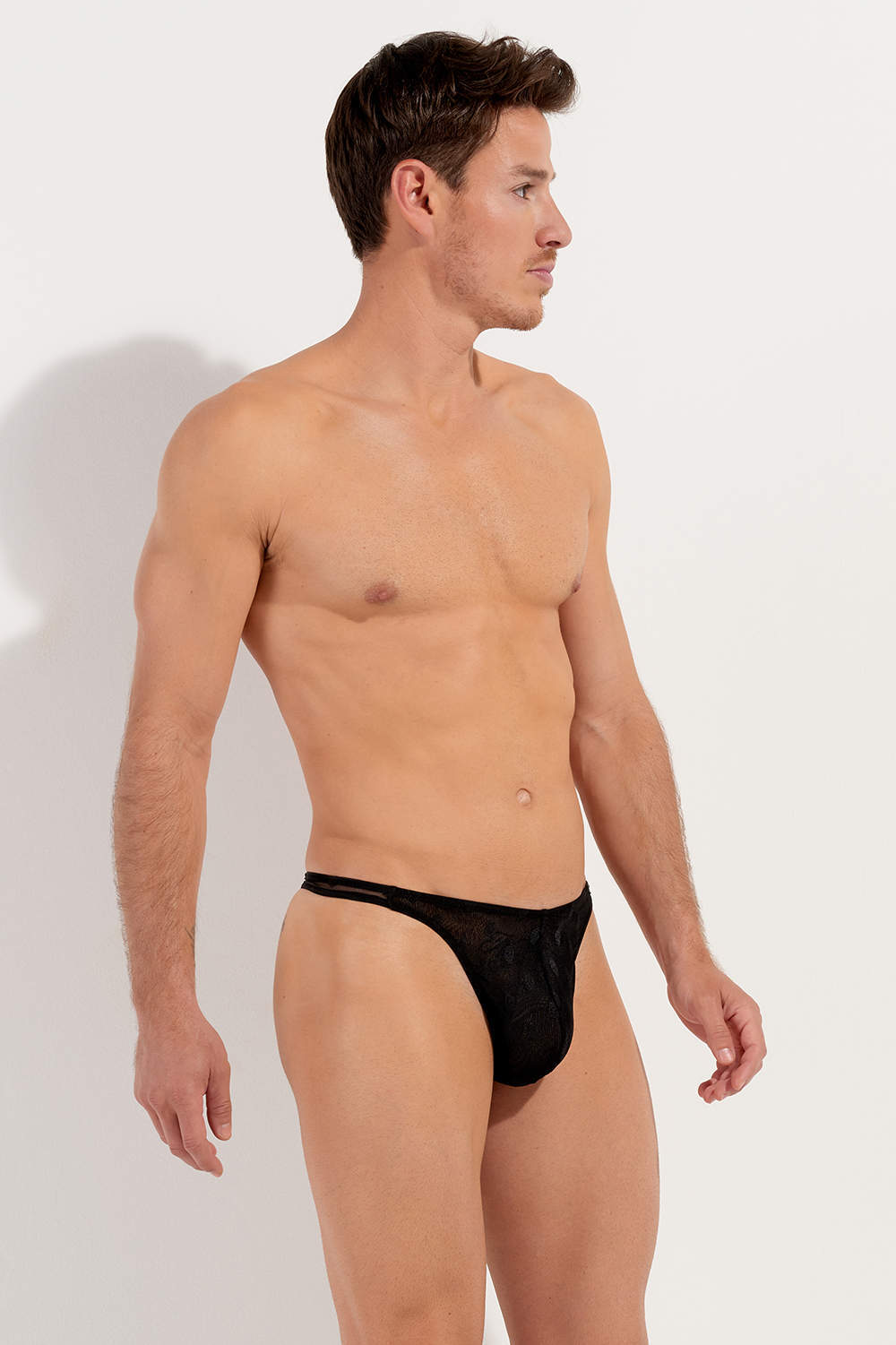 See through HOM Dark G-String men’s underwear in skulls mesh. Shop sexy Temptation brand male thongs – low rise and skimpy with a fully lined front