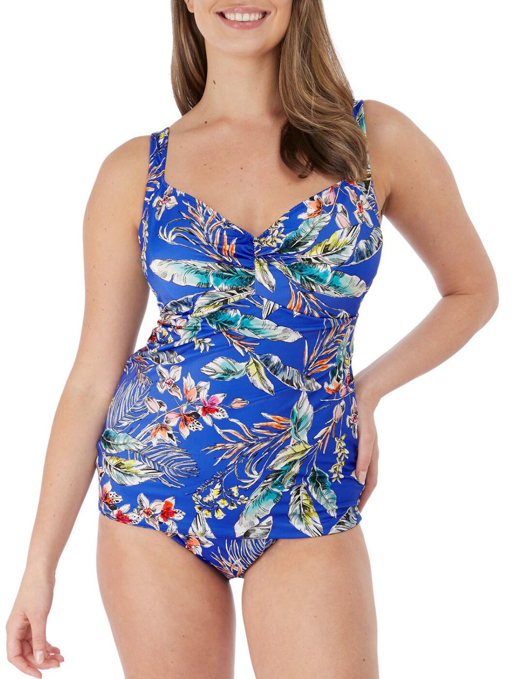 Create a fun and vibrant summer style with this tankini top from the Burano range by Fantasie. The slight plunging neckline is created from flattering gathered front material. Which also highlights the lifted bust due to the concealed underwiring. Lightly padded foam cups adds a softness to the piece as well as offering a rounded shape. The bodice of the piece allows soft shaping to your torso and accentuates the curves. Fully adjustable straps allow for an optimised fit. A concealed inner hook and eye fastening ensures easy wear and support.  Tankini top Plunging neckline Gathered bust Concealed underwiring Lightly padded foam cups Rounded shape Fully adjustable straps Concealed inner hook and eye fastening Country of origin: Tunisia Composition: 22% Polyamide &pipe; 19% Elastane &pipe; 59% Nylon Listed in UK sizes   59033-103632-1361966 7024 Padded Tankini Top