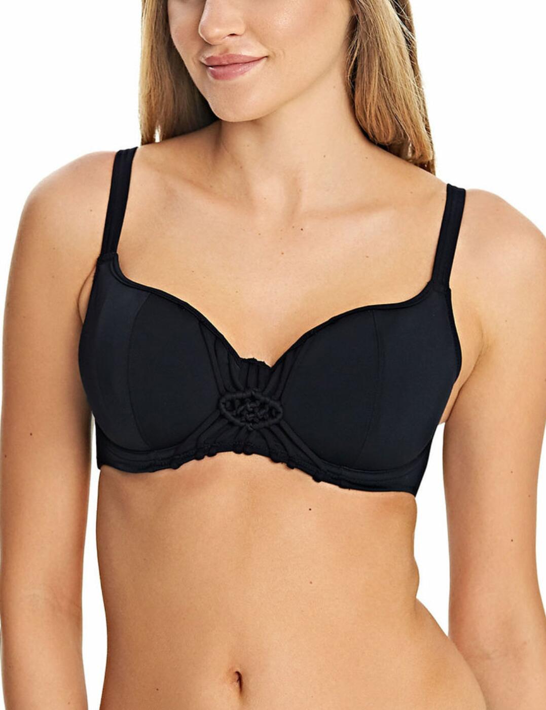 The Macrame collection by Freya combines classic swimwear designs featured with stylish macrame details. This bikini top is a holiday must-have, it offers full cup coverage and the central macrame detail adds a fashionable feature. Padded cups offer support, uplift and create volume. Adjustable shoulder straps ensure the perfect fit. Team with matching swim briefs from the chic Macrame collection by Freya.  Stylish macrame detail Padded cups Balcony design Fully adjustable shoulder straps Secure clasp fastening Matching swimwear available Country of origin: Tunisia Composition: 84% Polyamide &pipe; 16% Elastane Listed in UK sizes  59057-103659-1359836 4054 Balcony Bikini Top