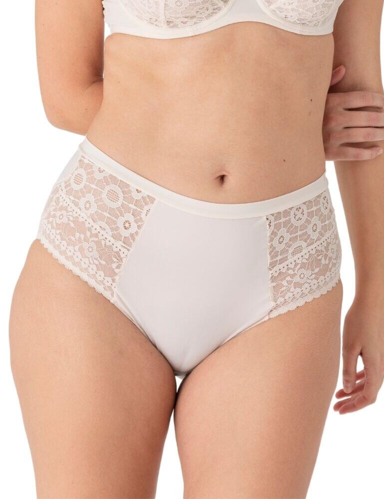 These beautiful high-waisted briefs from the Daphne range at Maison Lejaby are a must-have for your everyday lingerie collection. This feminine brief features graphic lace panels and lace on the bottom rear for a flirty see-through effect. The high waist offers great coverage and soft, flexible mesh material for all-day comfort. Elegantly finished, these briefs pair amazingly with the rest of the collection!  Feminine and flirty design Graphic lace panels and bottom rear Full rear coverage Soft, flexible mesh for comfort Composition: 67% Polyamide &pipe; 21% Elastane &pipe; 9% Cotton Listed in UK sizes  47757-87012-1224993 21364 Brief
