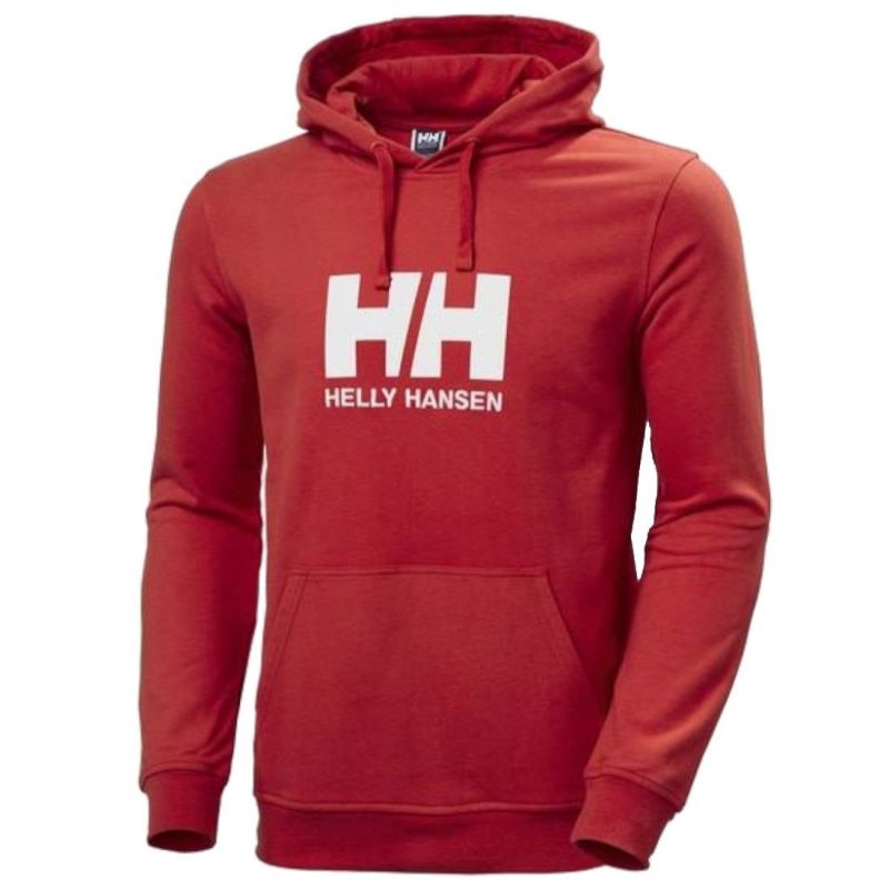 helly hansen mens logo hoodie - red