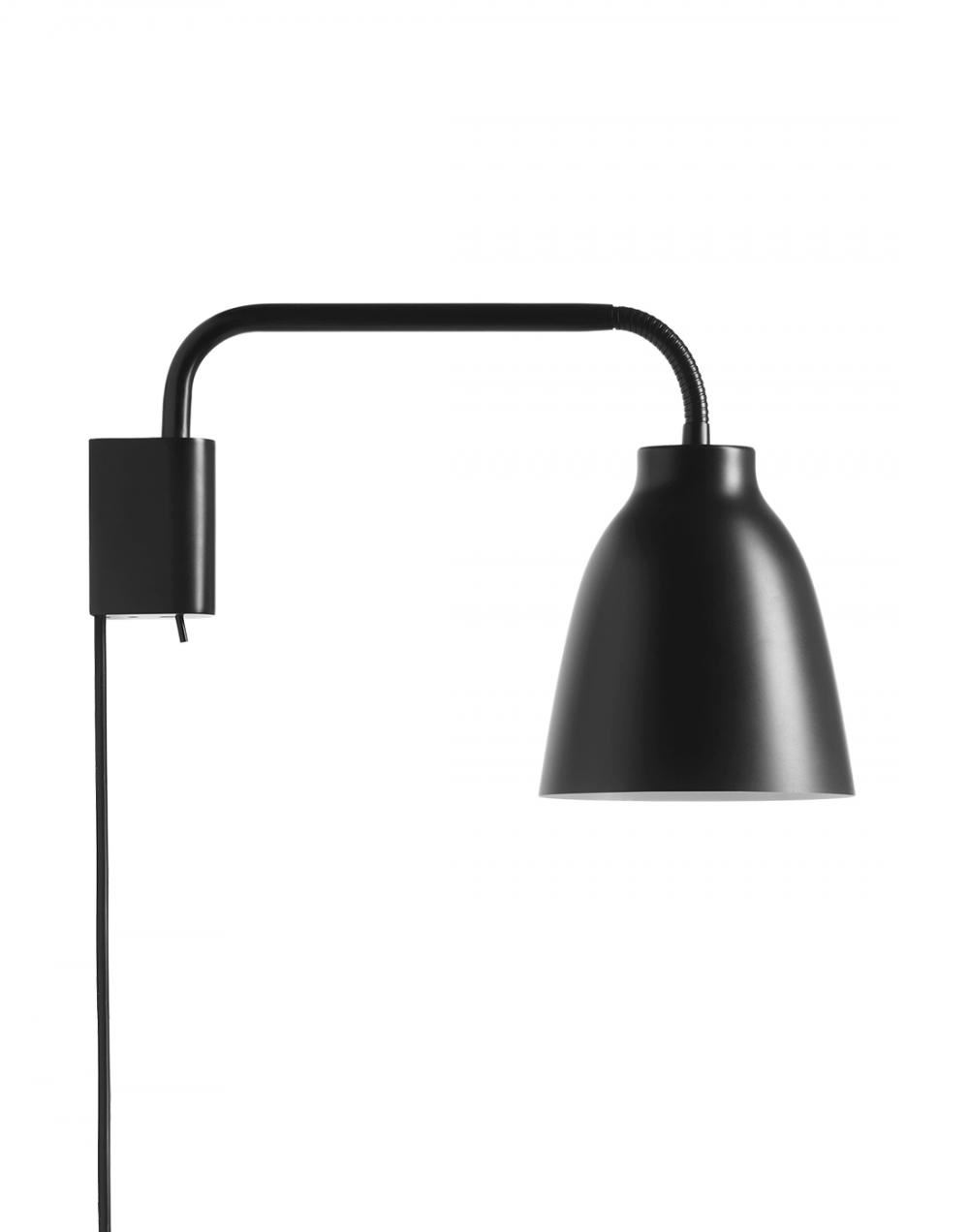 Caravaggio Read Wall Light Black With Black Metal Shade