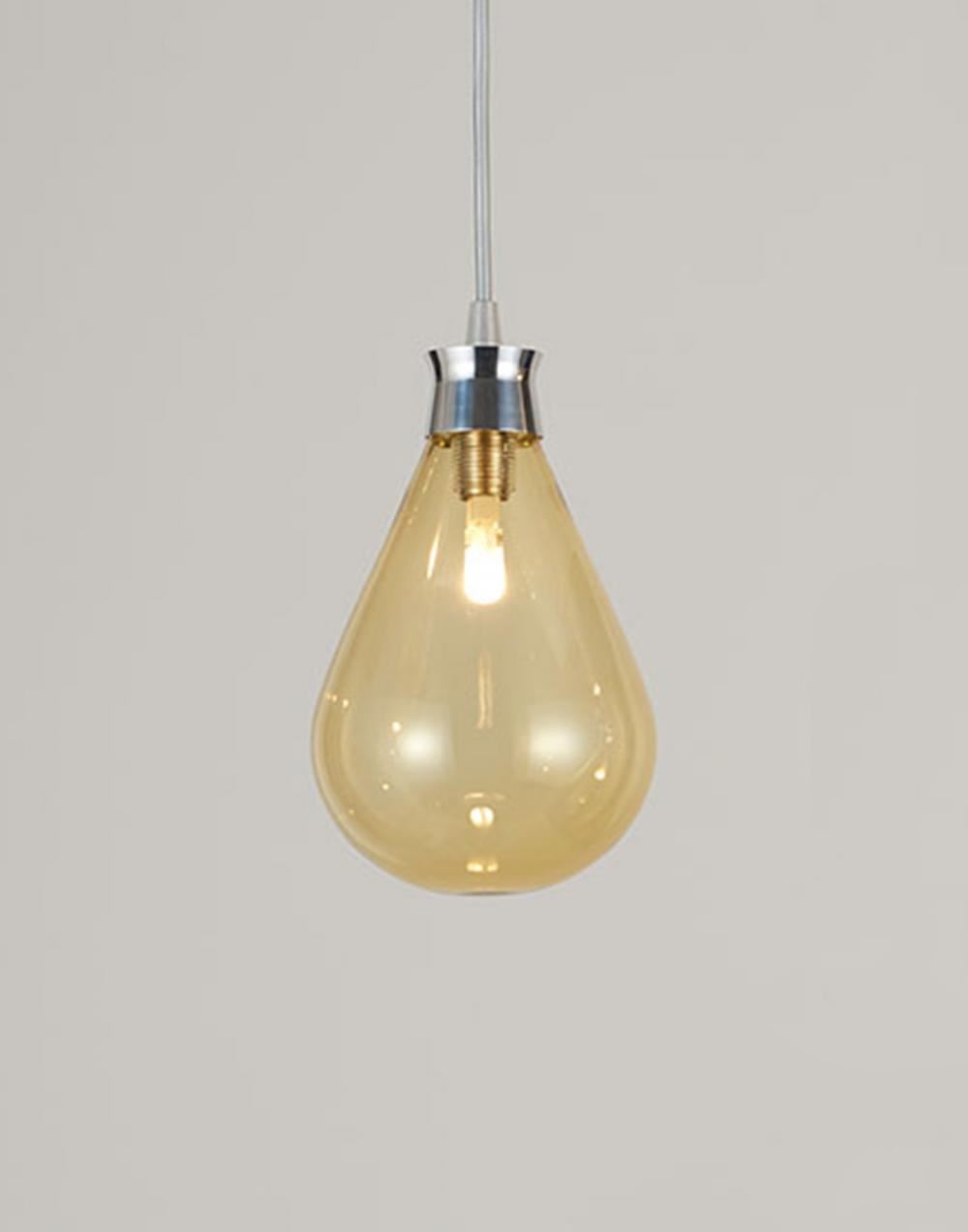 Tom Kirk Lighting Cintola Pendant Polished Aluminium Amber Silver Designer Pendant Lighting