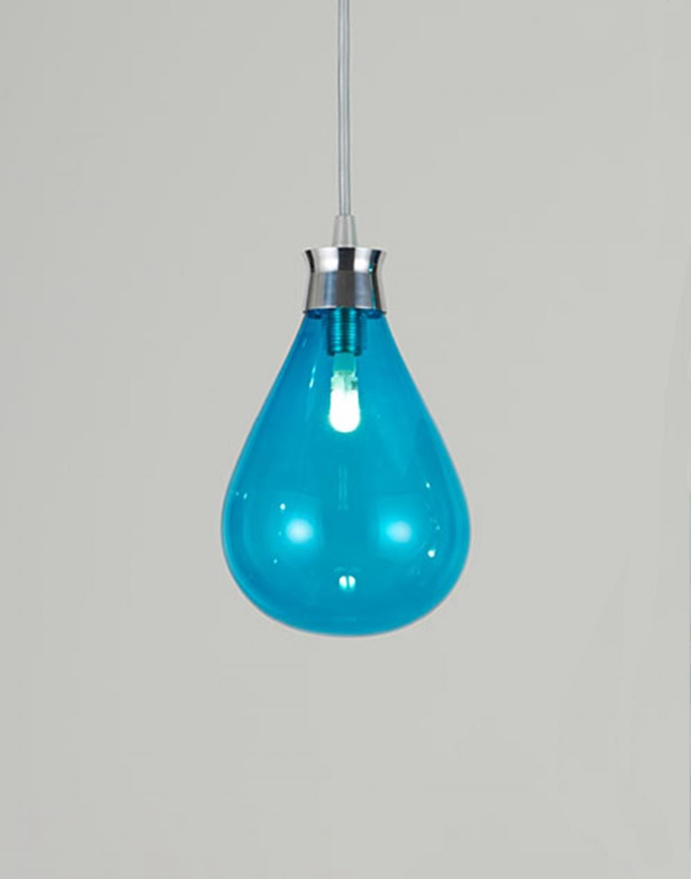 Tom Kirk Lighting Cintola Pendant Polished Aluminium Turquoise Silver Designer Pendant Lighting