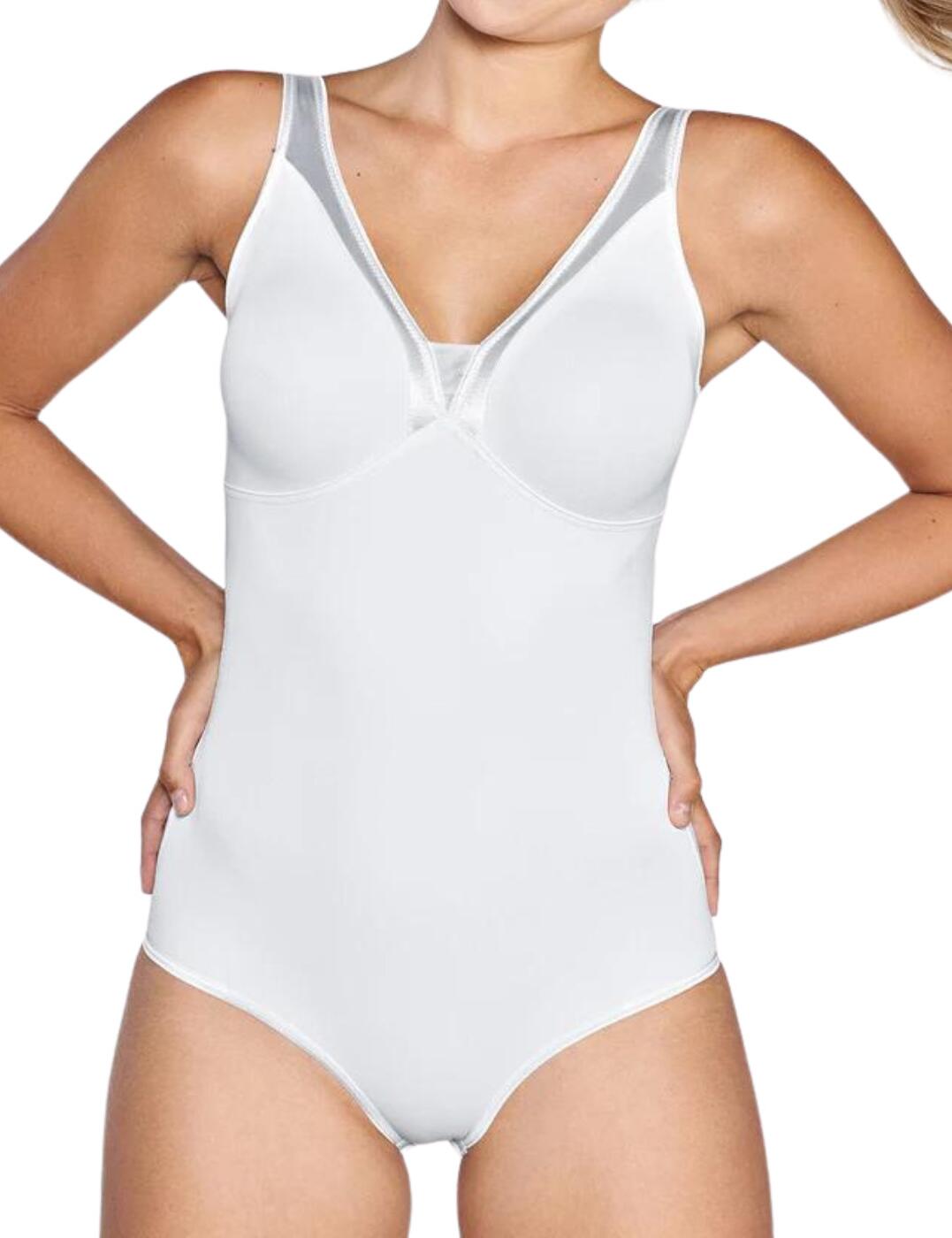 Comfort and style seamlessly blend in this soft body from the Classics range by Naturana. Widened straps are anchored at the bottom with mesh segments for a modern style. They are fully adjustable for a personalised fit. No underwiring is used for a soft fit that moves with your body. Lining adds extra layering for modesty and is soft against the skin. Made from soft microfibre is not visible underneath thin fabrics. The full cup, high apex styling creates the illusion of a plunging neckline whilst still offering you fuller coverage. This coverage continues at the bottom of the piece, with moderate rear coverage and low-cut legs for more tummy coverage. A hook closure in the crotch allows for easy fastening.  Widened, anchored straps Mesh segments Modern style Fully adjustable straps No underwiring Lined cups Soft microfibre Invisible under thin fabrics Full cup High-apex Plunging neckline illusion Moderate rear coverage Low-cut legs Longer tummy coverage Hook crotch fastening Country of origin: Poland Composition: Main fabric: 81% Polyamide &pipe; 19% Elastane Composition: Insert: 92% Polyamide &pipe; 8% Elastane Listed in UK sizes  59112-103738-1355396 3227 Non-wired Body