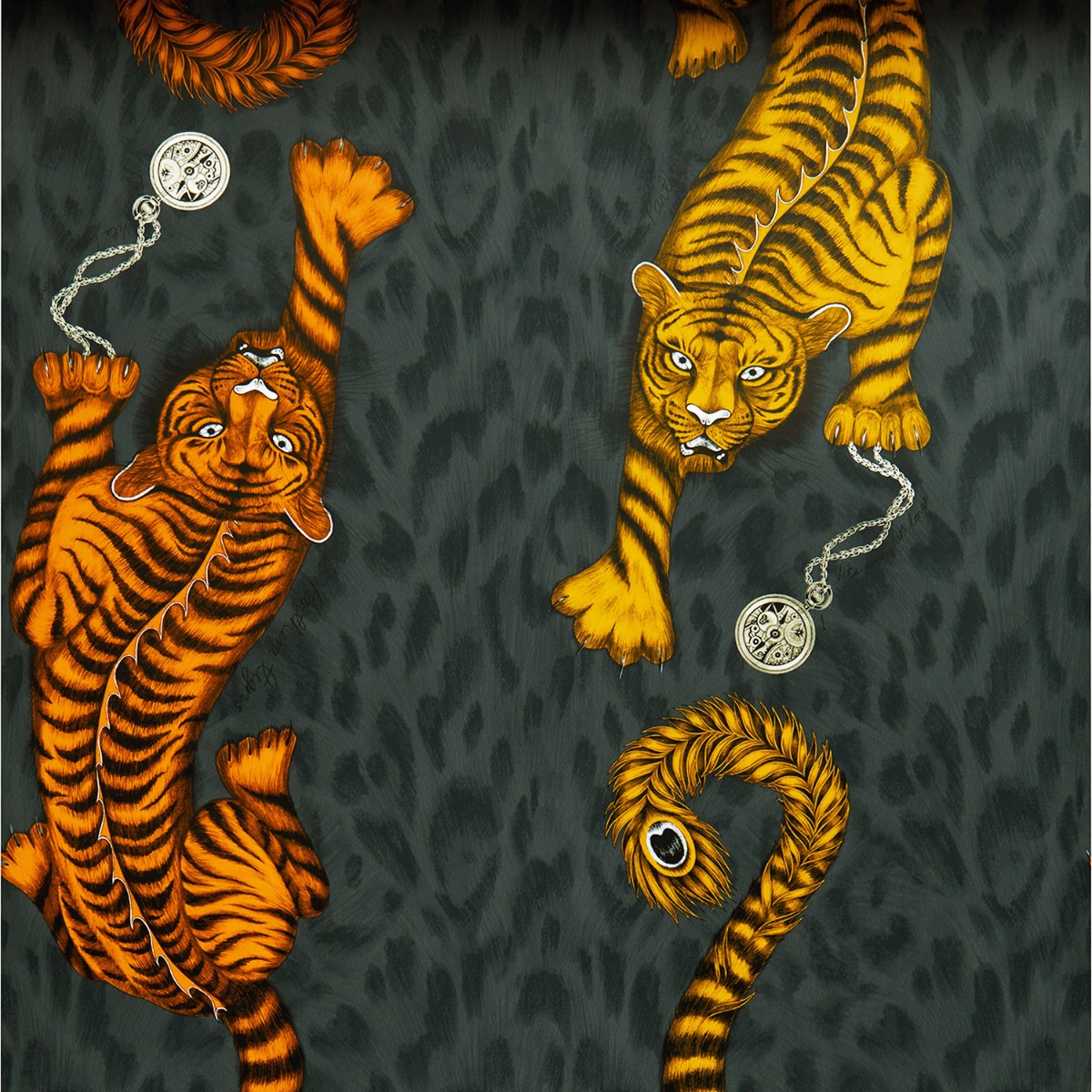 Emma J Shipley Animalia Tigris Wallpaper Flame W0105/01 By Clarke & Clarke
