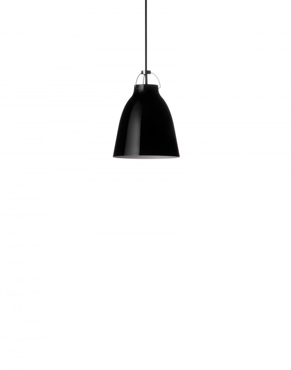 Fritz Hansen Caravaggio Gloss Metal Pendant P1 Gloss Black Black Flex Designer Pendant Lighting