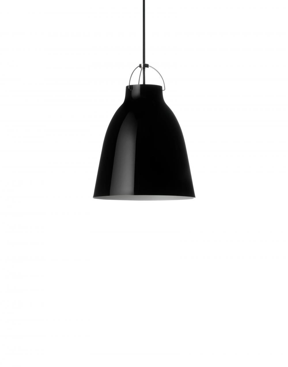 Fritz Hansen Caravaggio Gloss Metal Pendant P2 Gloss Black Black Flex Designer Pendant Lighting