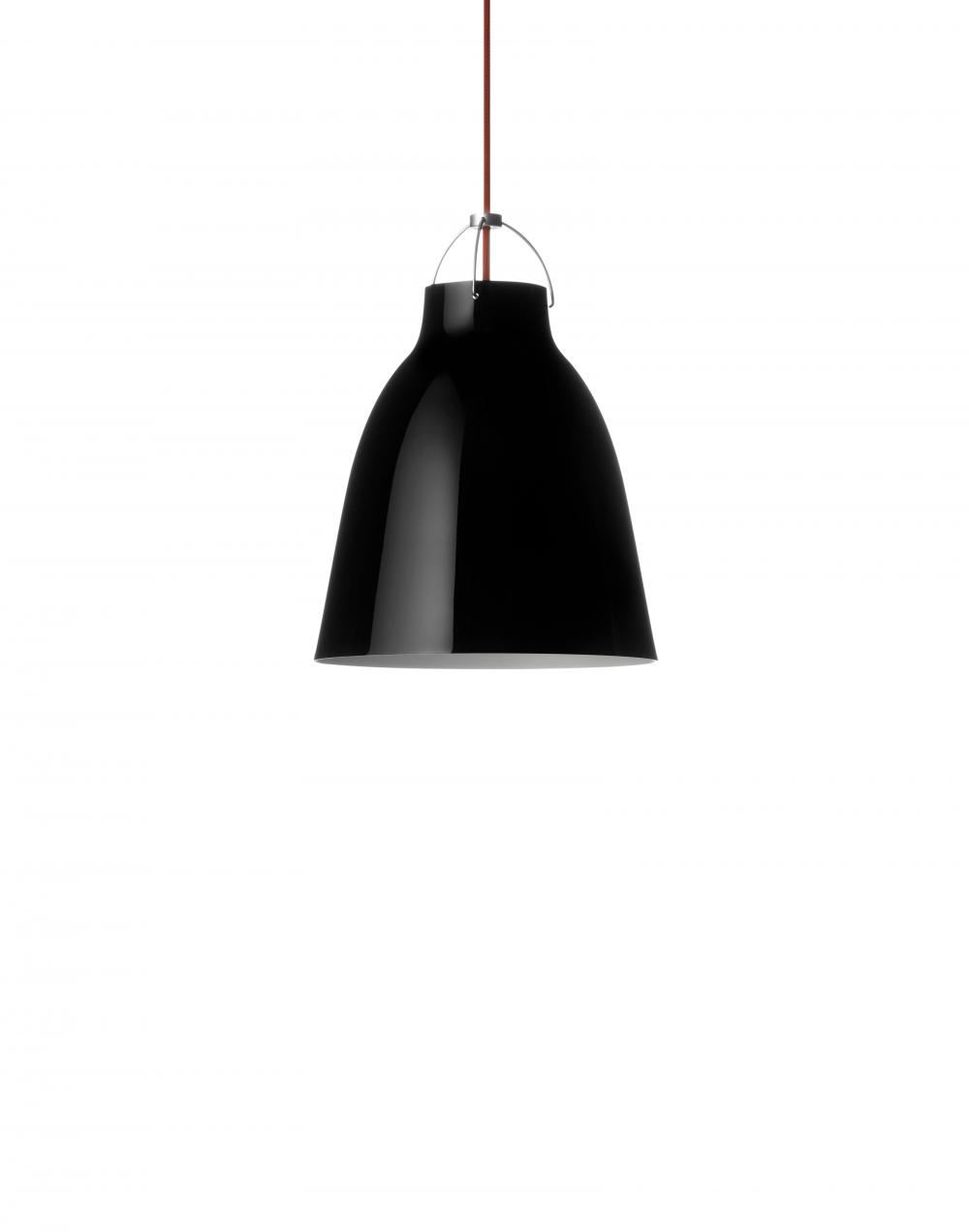 Fritz Hansen Caravaggio Gloss Metal Pendant P2 Gloss Black Red Flex Designer Pendant Lighting