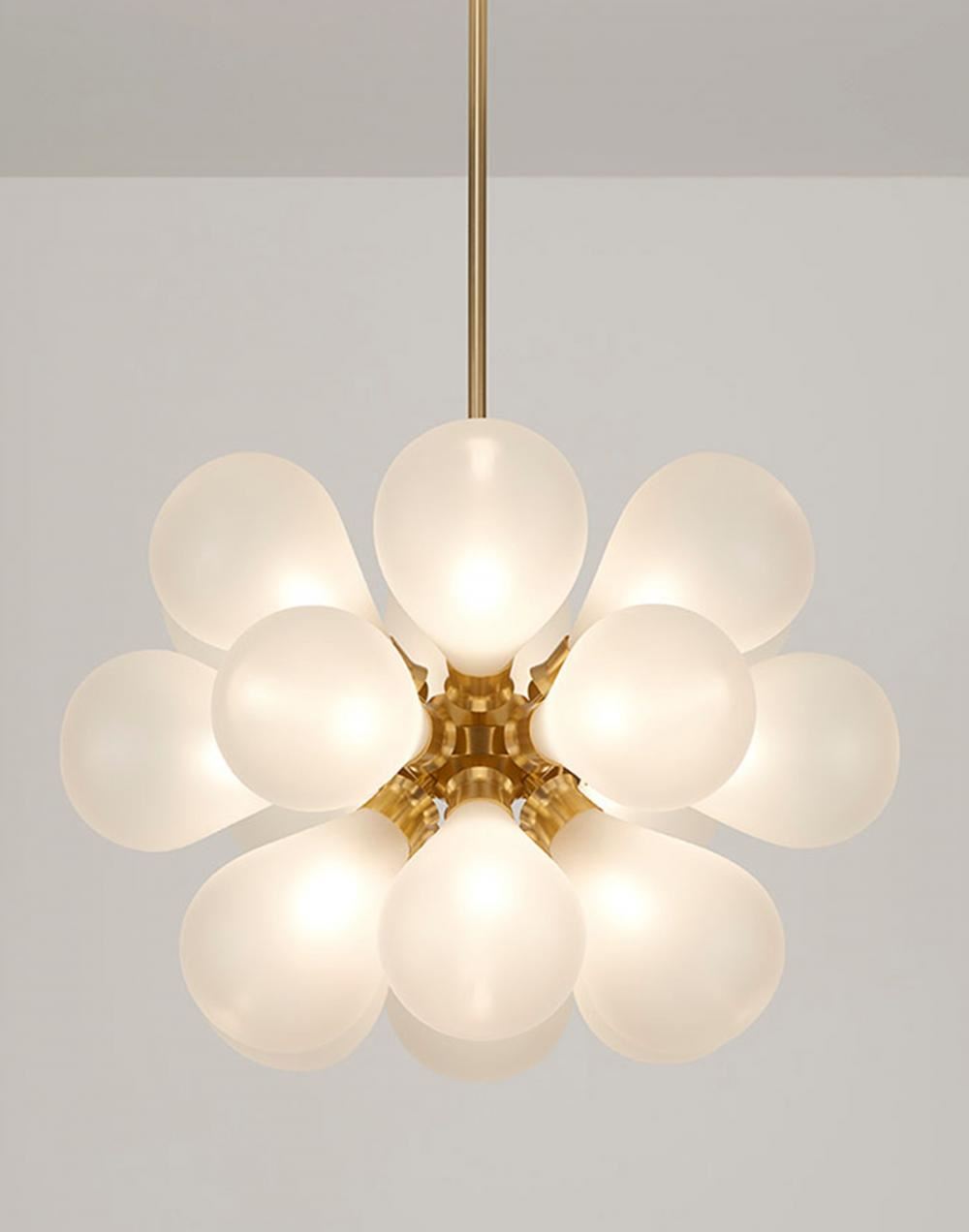 Tom Kirk Lighting Cintola Maxi Pendant Satin Gold Frosted Brassgold Designer Pendant Lighting