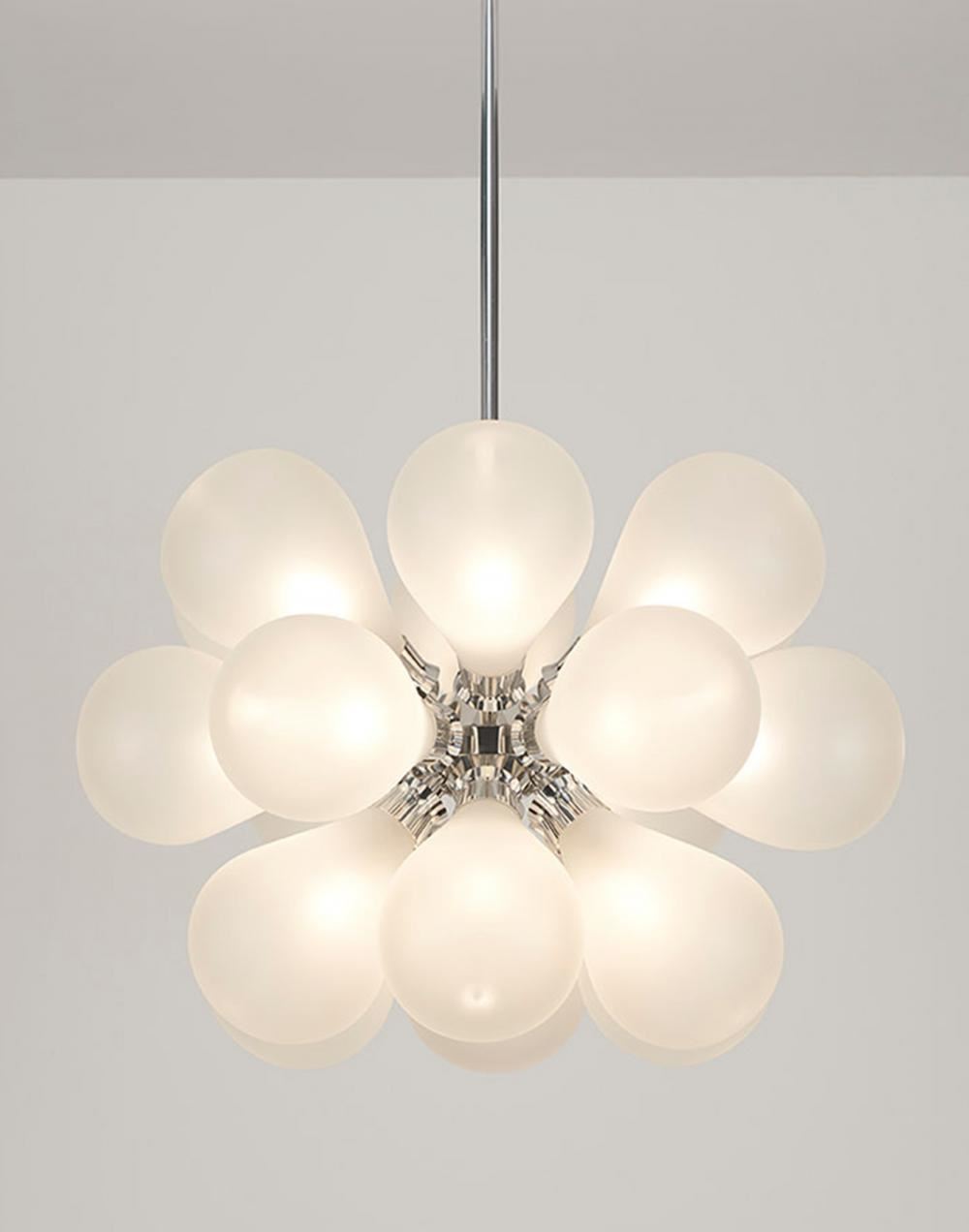 Tom Kirk Lighting Cintola Maxi Pendant Polished Aluminium Frosted Silver Designer Pendant Lighting