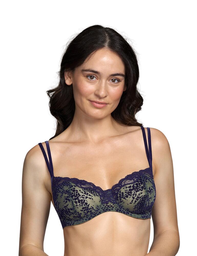 Add something a little different to your lingerie collection with the Mamba range by Andres Sarda. This range brings a modern subtle snake print which adds a fun twist to an everyday bra. This bra is a full cup bra that offers full coverage to the breasts without any padding. There is a light lining of transparent tulle that provides support and centres the breasts naturally as well as beautiful lace that sits along the top of the cups. It has the signature double straps that are in an ultra-soft velvet material as well as been adjustable. The back of the bra features a hook and eye closure which allows for an individual fit.  Full cup Bra Subtle snake print Full coverage Non-padded Light lining of transparent tulle for support Beautiful lace Soft velvet double adjustable straps Hook and eye closure Composition: 87% Polyamide &pipe; 13% Elastane  Listed in UK sizes  50518-91395-1201410 3309511 Full Cup Bra