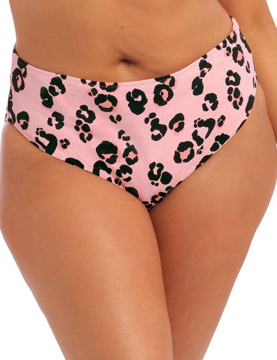 Look and feel glamorous with the Elomi Kambuku Mid Rise Bikini Brief! The bikini brief has an on-trend leopard print design that adds instant style to your beach wardrobe, while the soft, honeycomb fabric ensures maximum comfort when you take a dip. With its high-cut leg and mid-rise construction, this bikini brief is designed to make you stand out from the crowd. Show off your curves and body confidence with the Kambuku collection.