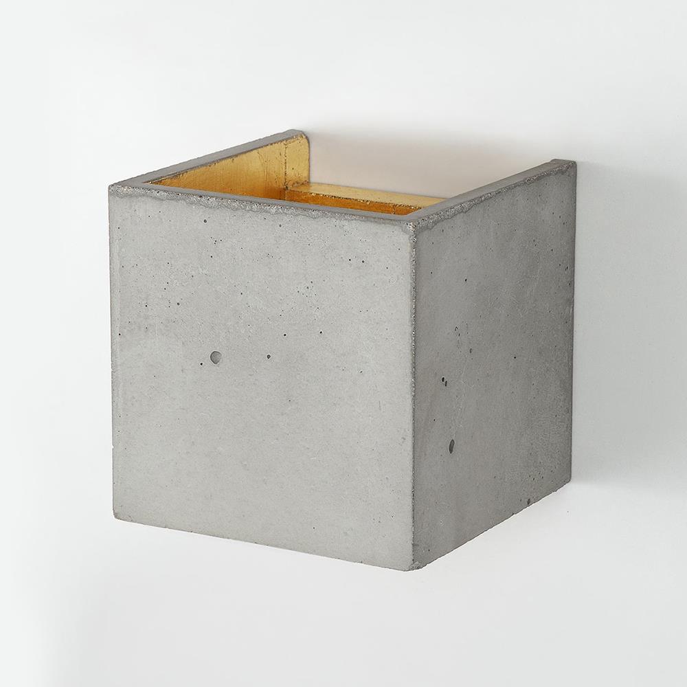 Concrete Cubic Up And Down Wall Light Light Grey Concrete Gold