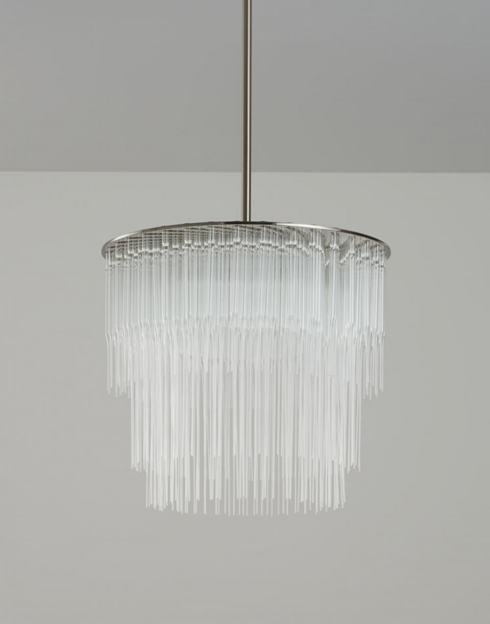 Tom Kirk Large Gs Pendant 30cm Diameter Polished Chrome 60cm Silver Designer Pendant Lighting