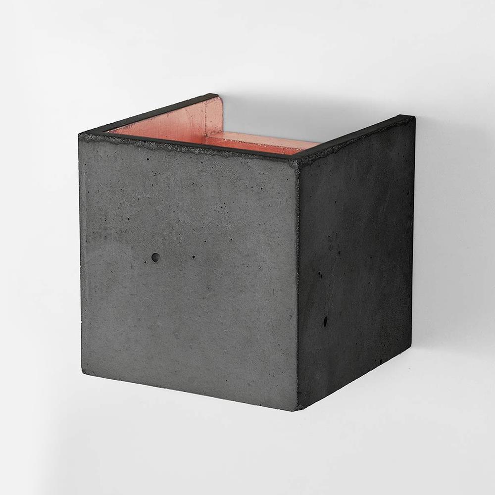 Concrete Cubic Up And Down Wall Light Dark Grey Concrete Copper