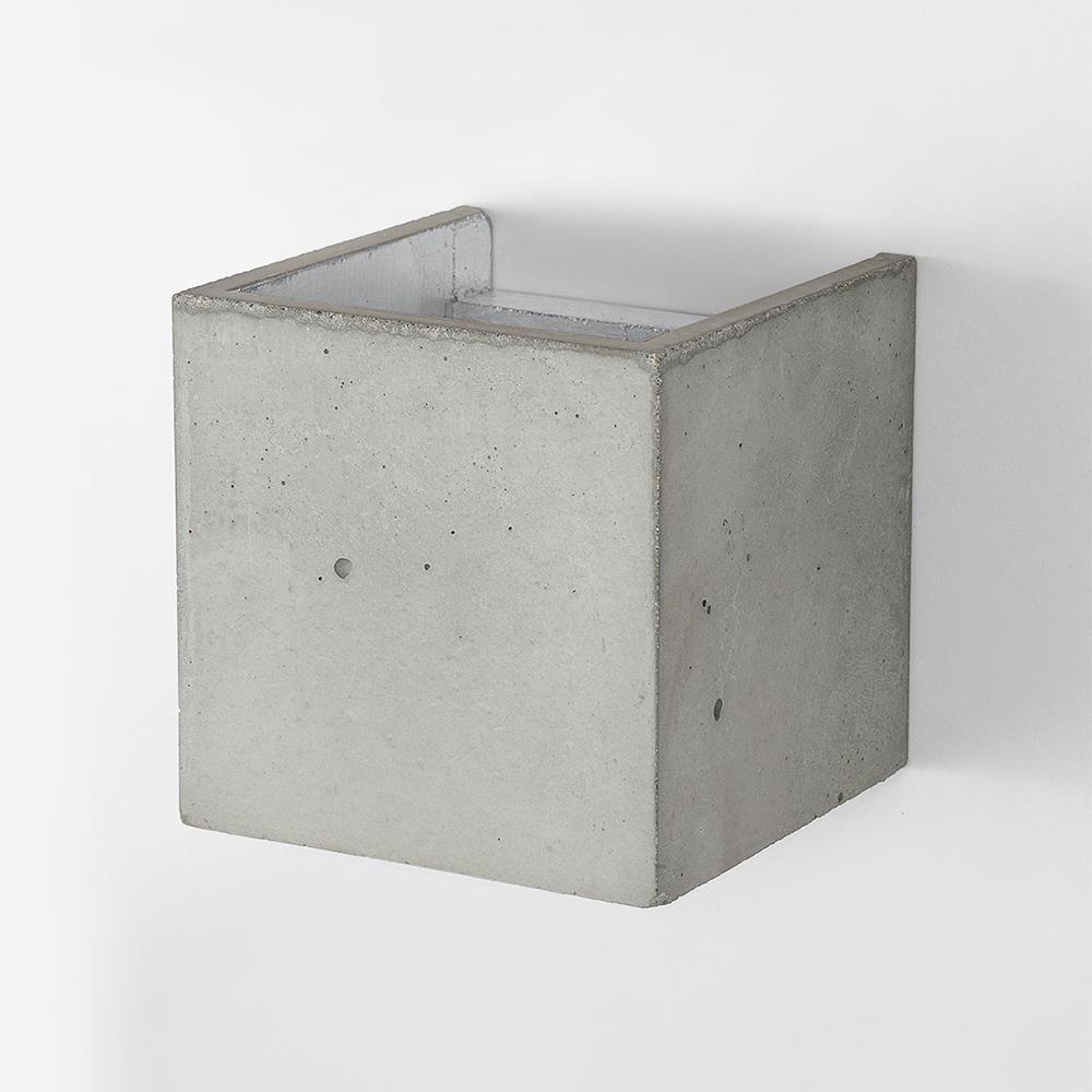 Concrete Cubic Up And Down Wall Light Light Grey Concrete Silver