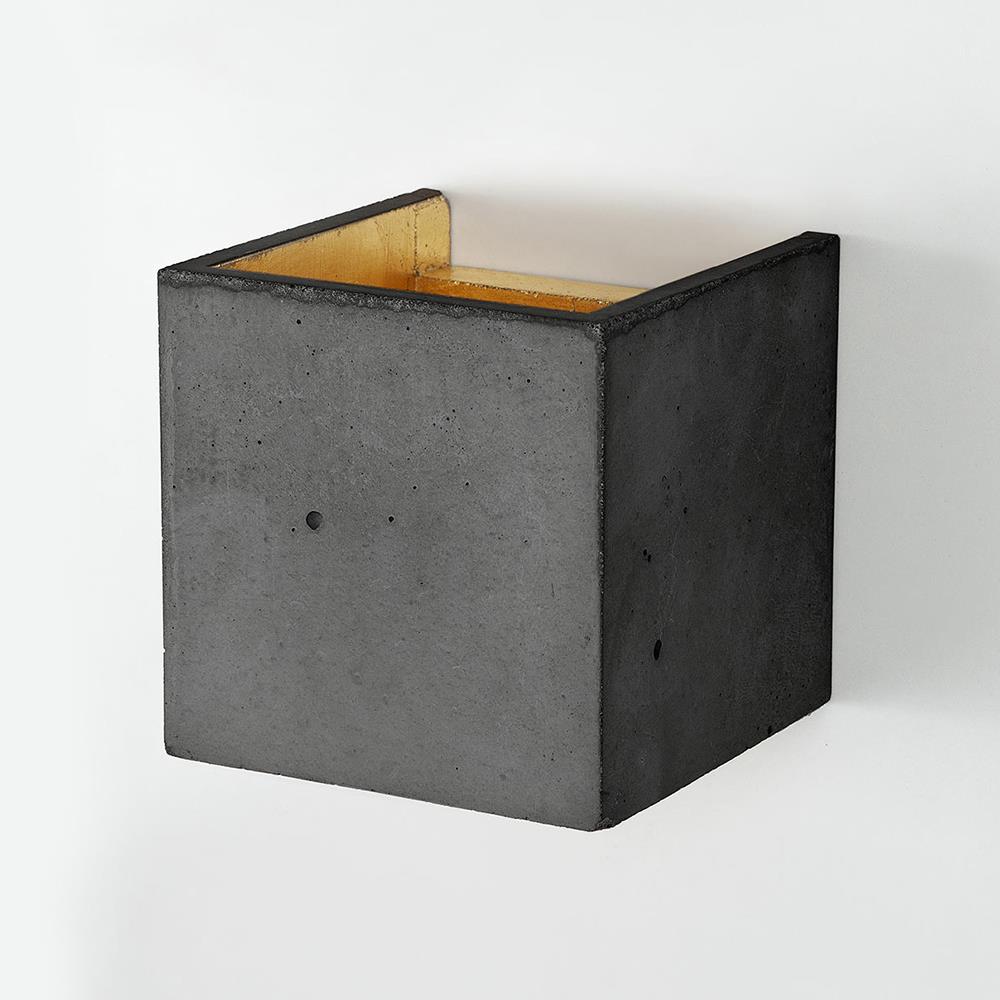 Concrete Cubic Up And Down Wall Light Dark Grey Concrete Gold