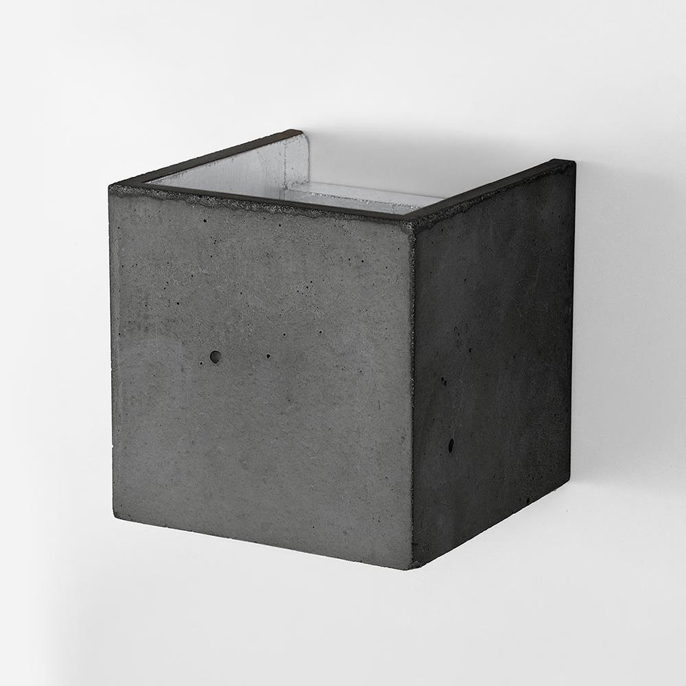 Concrete Cubic Up And Down Wall Light Dark Grey Concrete Silver