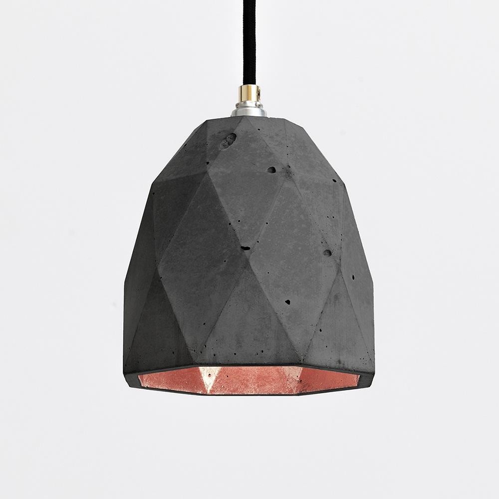 Gant Lights Concrete Dome Pendant Dark Concrete Copper Black Designer Pendant Lighting