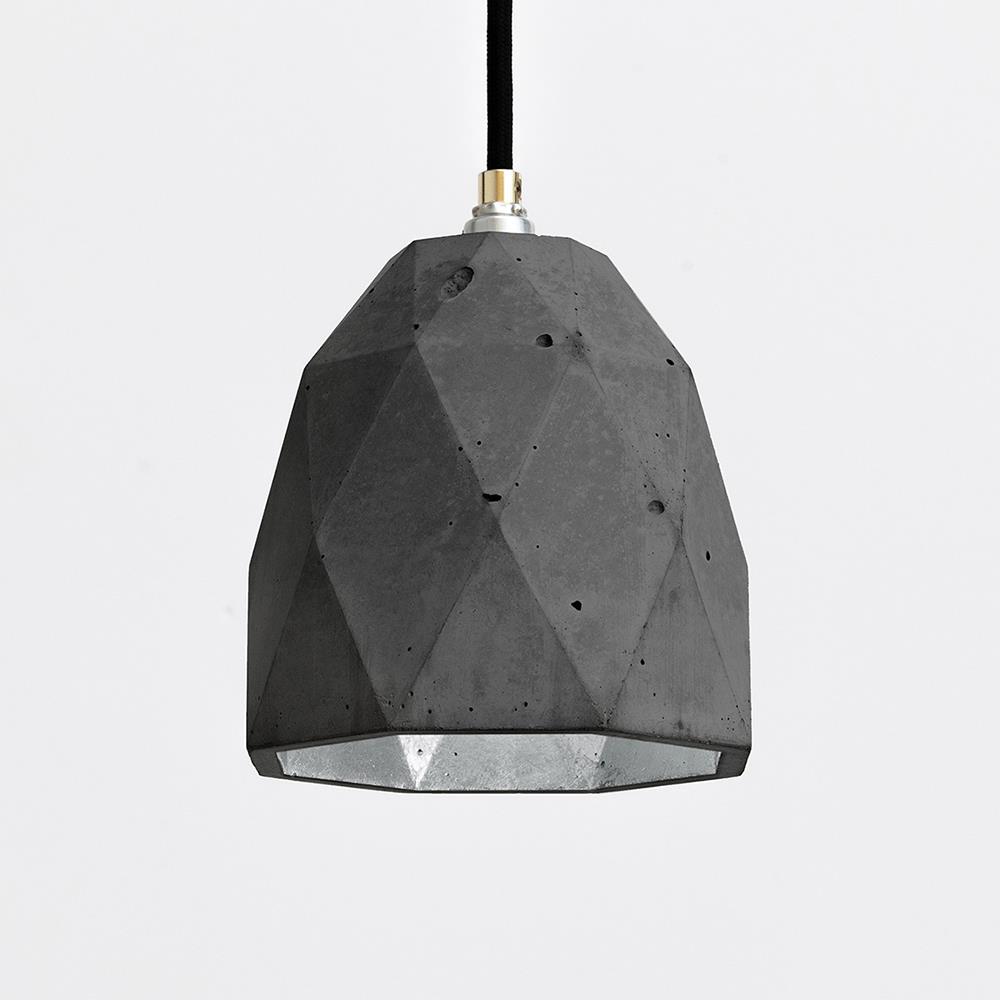 Gant Lights Concrete Dome Pendant Dark Concrete Silver Black Designer Pendant Lighting