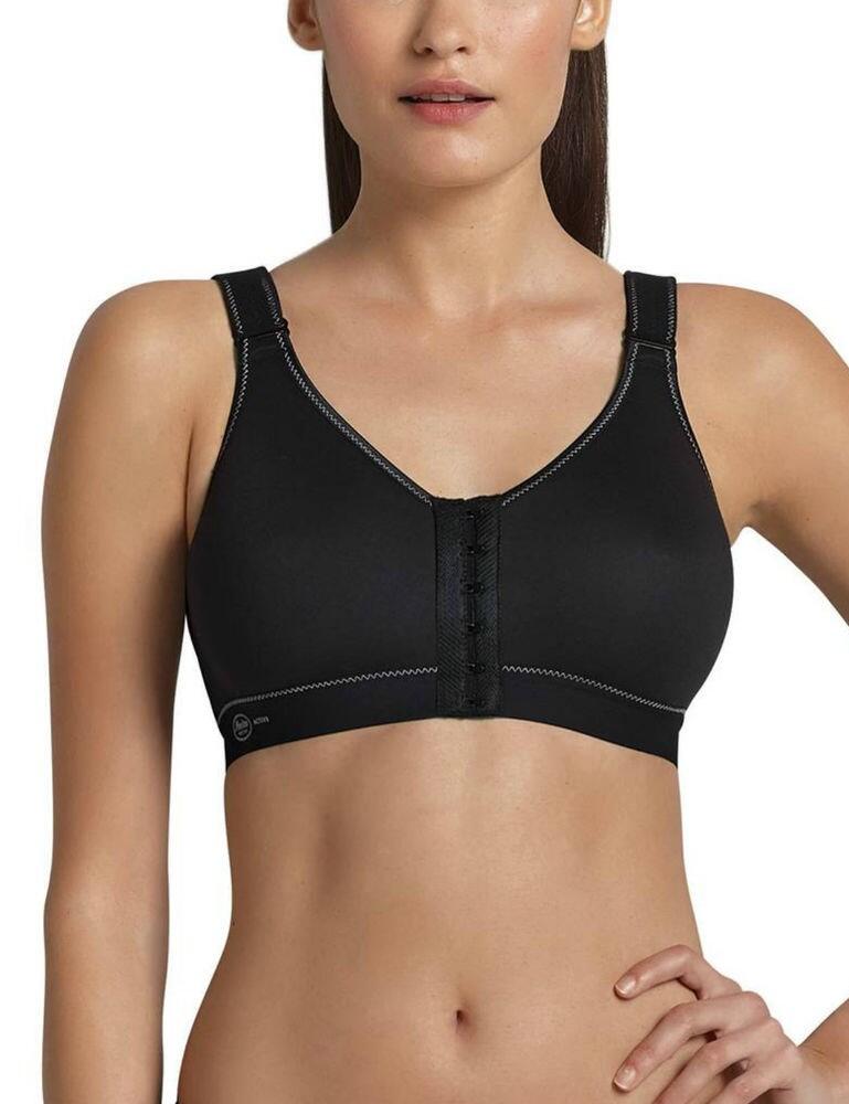 A good sports bra is a must when working out, and this front closure sports bra from the Frontline Open range by Anita Active is just that. This bra sports a classic yet chic design which is truly timeless. This sports bra is non-wired for maximum comfort, so you won't have to worry about any wires digging in when you're working out. The seamlessly pre-shaped cups offer great shape and comfort, making this a perfect gym buddy. This bra has hook and eye closures at the front, making it extra easy to open and close. The straps are fully adjustable with velcro, for a truly unique fit.