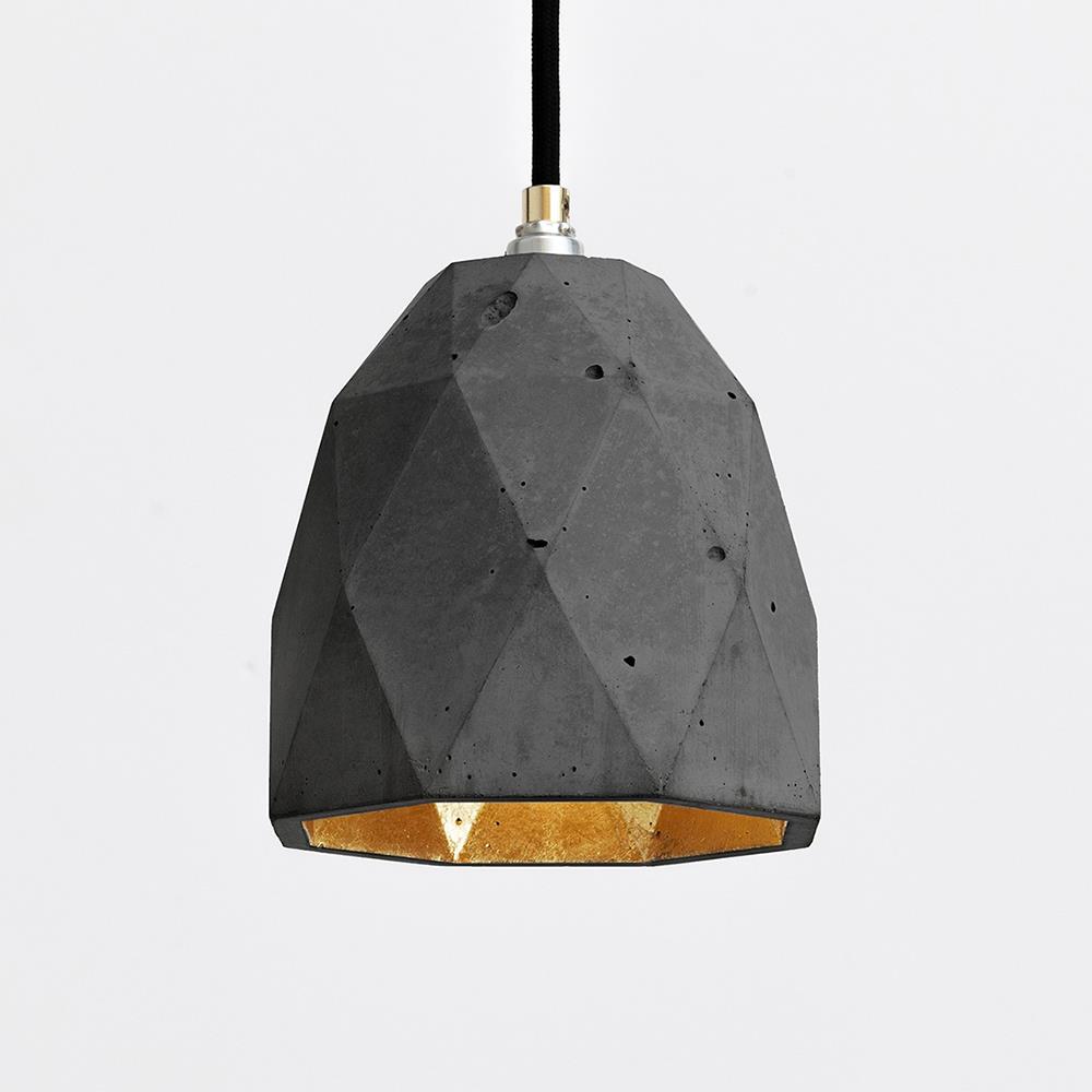 Gant Lights Concrete Dome Pendant Dark Concrete Gold Black Designer Pendant Lighting