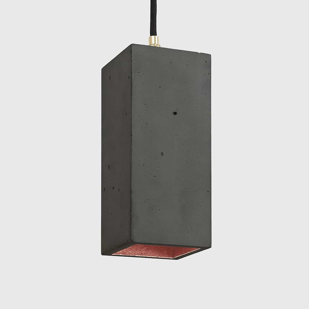 Gant Lights Concrete Drop Pendant Dark Concrete Copper Plating Black Designer Pendant Lighting