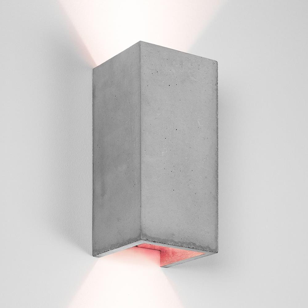 Concrete Rectangular Updown Wall Light Light Grey Concrete Copper