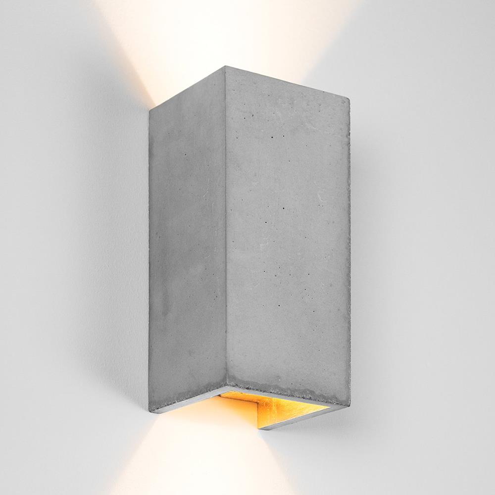 Concrete Rectangular Updown Wall Light Light Grey Concrete Gold