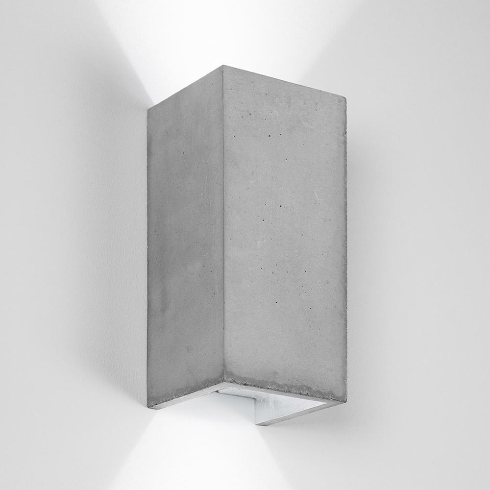 Concrete Rectangular Updown Wall Light Light Grey Concrete Silver