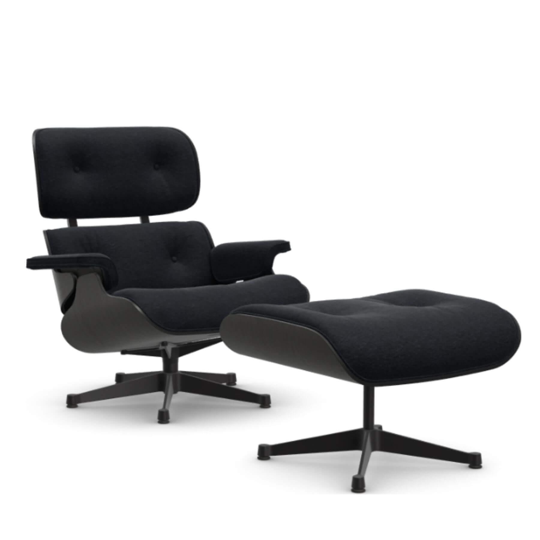 Vitra Eames Classic Lounge Chair Black Ash Nubia Anthracite Black Polished Black With Ottoman Designer Furniture From Holloways Of Ludlow