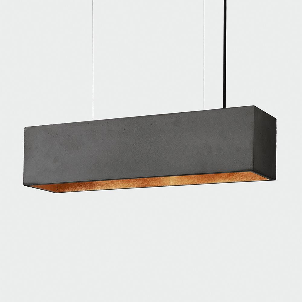 Gant Lights Concrete Trough Pendant Dark Concrete Gold Black Designer Pendant Lighting