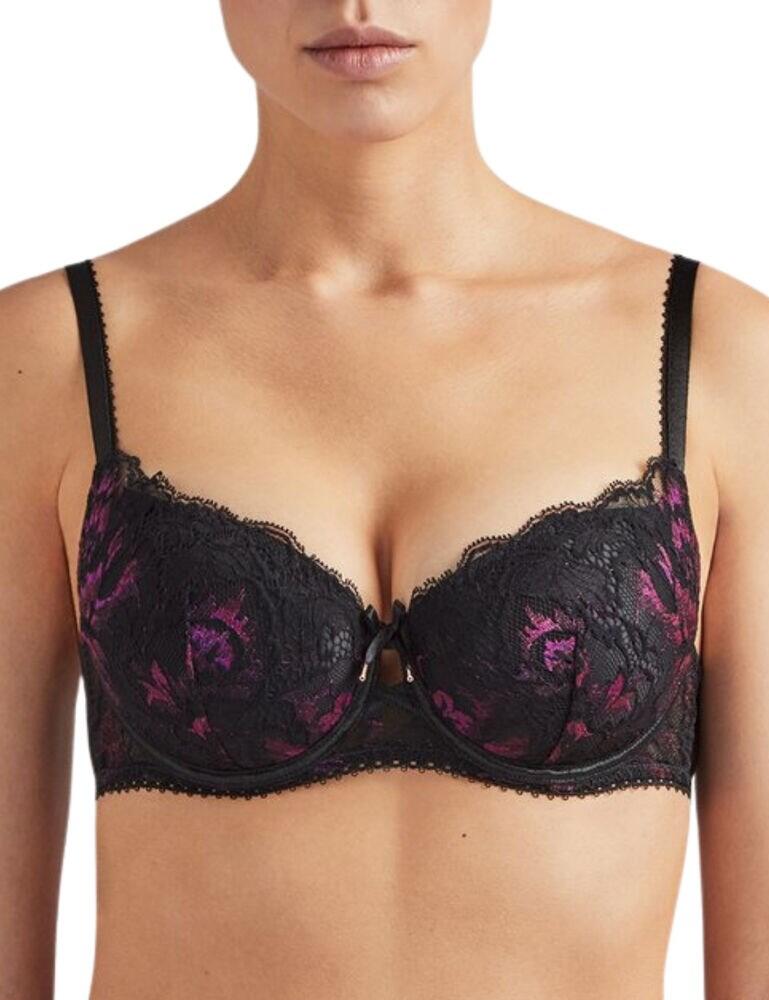 This stunning bra from Aubade's Aube Amoureuse range is a beautiful addition to your lingerie collection for any occasion. It features moulded cups on a half-cup style for a great bust shape with some accentuation of the cleavage. This bra has been adorned with a lace trim and lace cups with a centre cut out and satin bow for added beauty.  Moulded cups Underwired Half-cup style Lace trim and cups Centre cut-out with bow Composition: Lace - 70% Polyamide &pipe;19% Elastane &pipe;11% Polyester Lining: 100% Polyester Listed in UK sizes  47990-87405-1183689 QA04 Moulded Half-Cup Bra