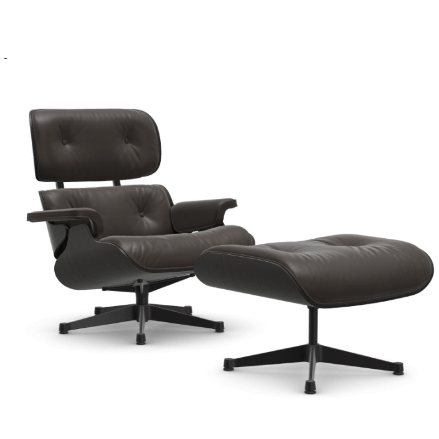 Vitra Eames Lounge Chair Black Ash Leather Natural F Chocolate Polished Black With Ottoman Designer Furniture From Holloways Of Ludlow