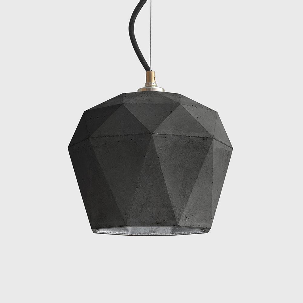 Gant Lights Concrete Bud Pendant Small Dark Grey Concrete Silver Black Designer Pendant Lighting