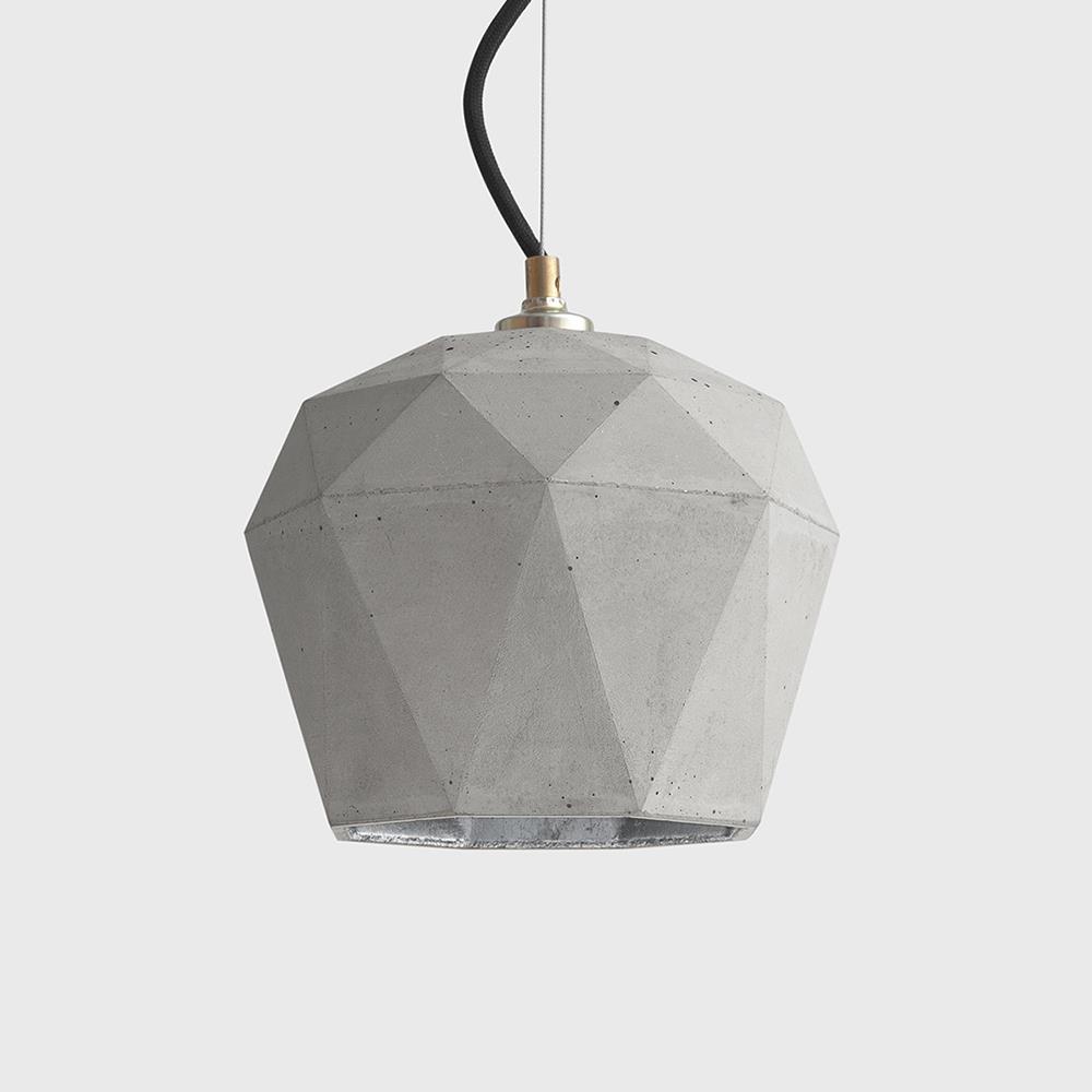 Concrete Bud Pendant Large Light Grey Concrete Silver