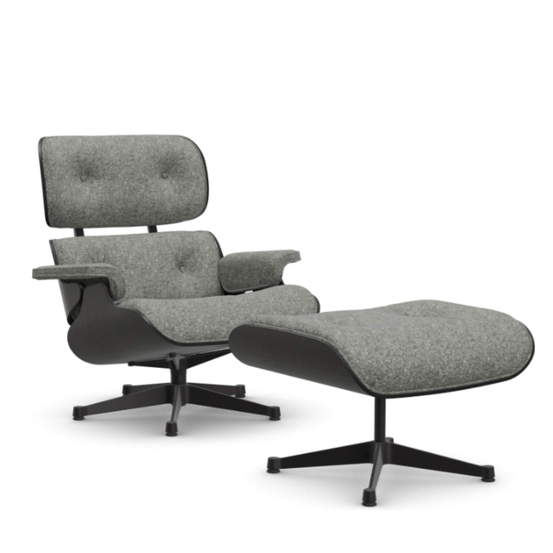 Vitra Eames Classic Lounge Chair Black Ash Nubia Salt N Pepper Polished Black With Ottoman Designer Furniture From Holloways Of Ludlow