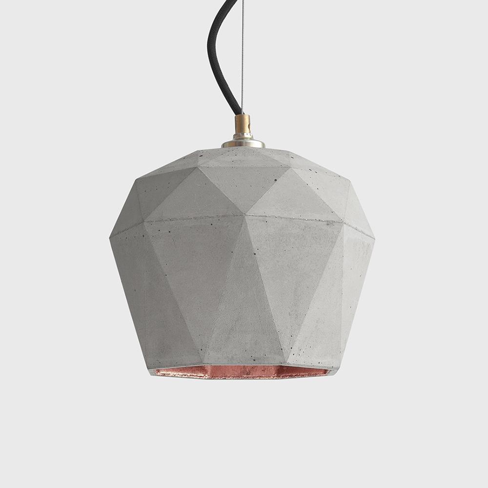 Concrete Bud Pendant Small Light Grey Concrete Copper