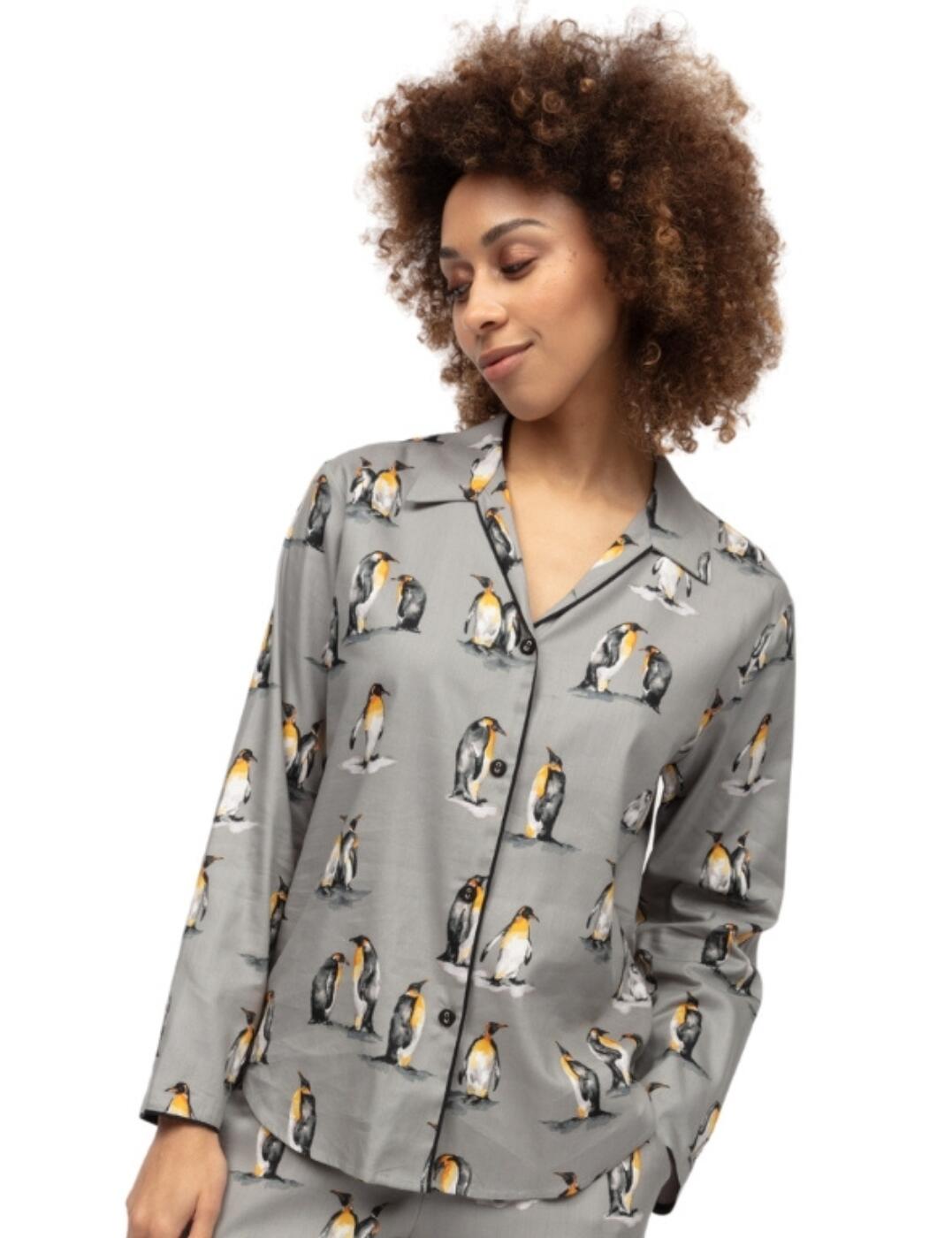 Sink into a stylish slumber with this classic pyjama top from the Parker range by Cyberjammies. Showcasing a playful all-over penguin print, this top takes an endearing approach to a timeless, button-up silhouette. It is long-sleeved for cool and comfortable wear all year round and crafted from Cyberjammies' sustainably sourced and breathable fabric so you can rest easy. A sophisticated seam trim refines this enchanting sleepwear, which can be paired with matching pyjama bottoms from the Parker collection.