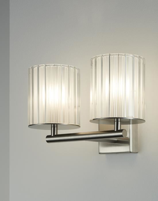 Flute Wall Lights Double Brushed Nickel