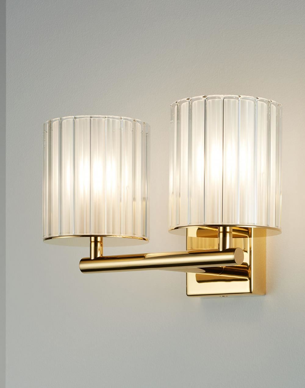 Flute Wall Lights Double Polished Gold
