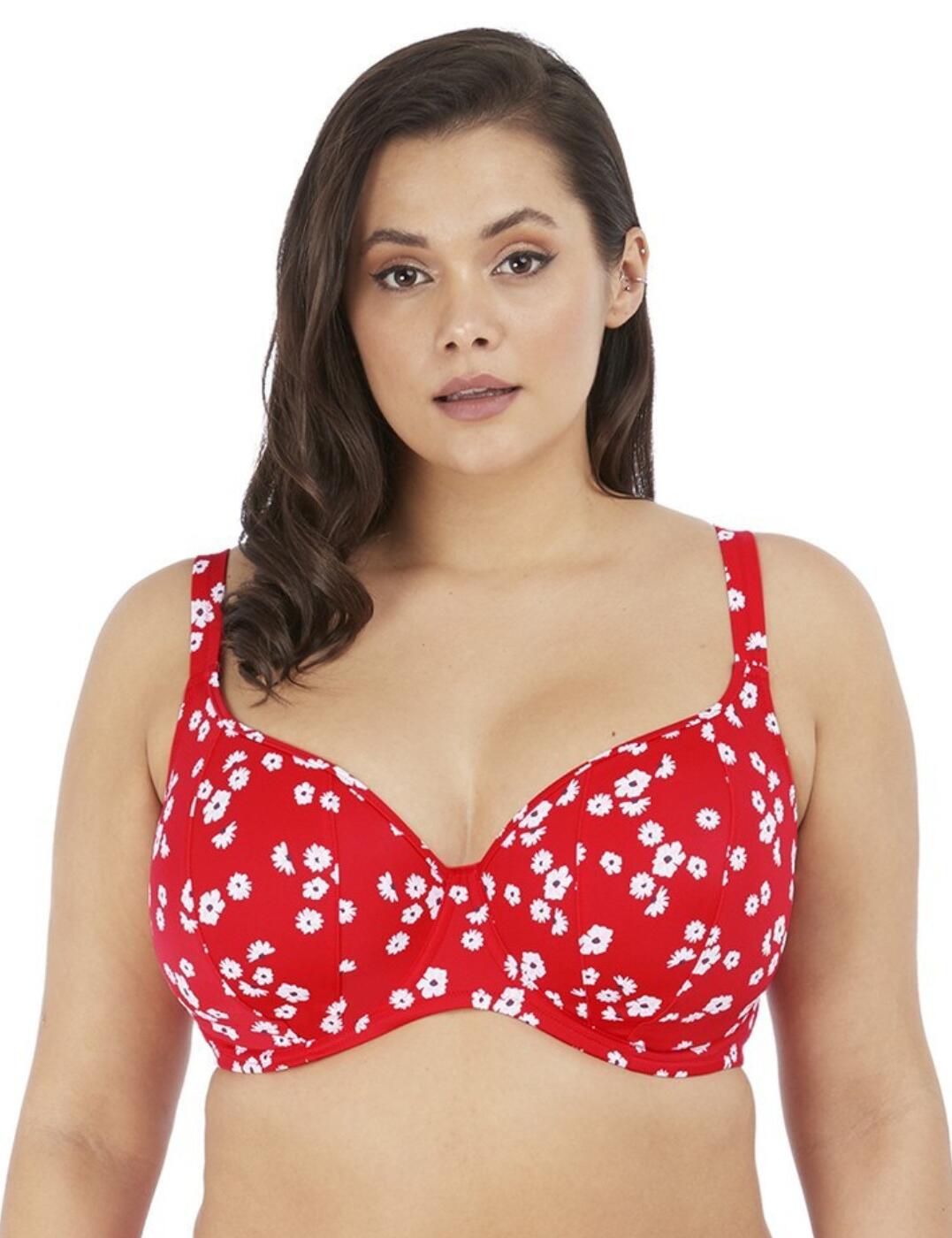 Add this Plain Sailing bikini top to your swimwear collection and rest assured that your time on the beach or by the pool will be spent in fashionable comfort. This piece is made in a classic balcony-style cut, designed to fit just as comfortably as your regular Elomi bra. The underwired cups are lined and feature vertical seams for a flattering look. The bright colours and floral print will make sure that all eyes are on you. Wear with matching bikini briefs from the Plain Sailing range for a coordinated look.  Balcony-style neckline 3-part cups with vertical seams Lined cups and back Non-padded Underwired Adjustable shoulder straps Traditional barrow clasp back fastening Country of origin: Sri Lanka Composition: 84% Polyamide &pipe; 16% Elastane Listed in UK sizes  59285-103951-1361178 ES7272 Balcony Bikini Top