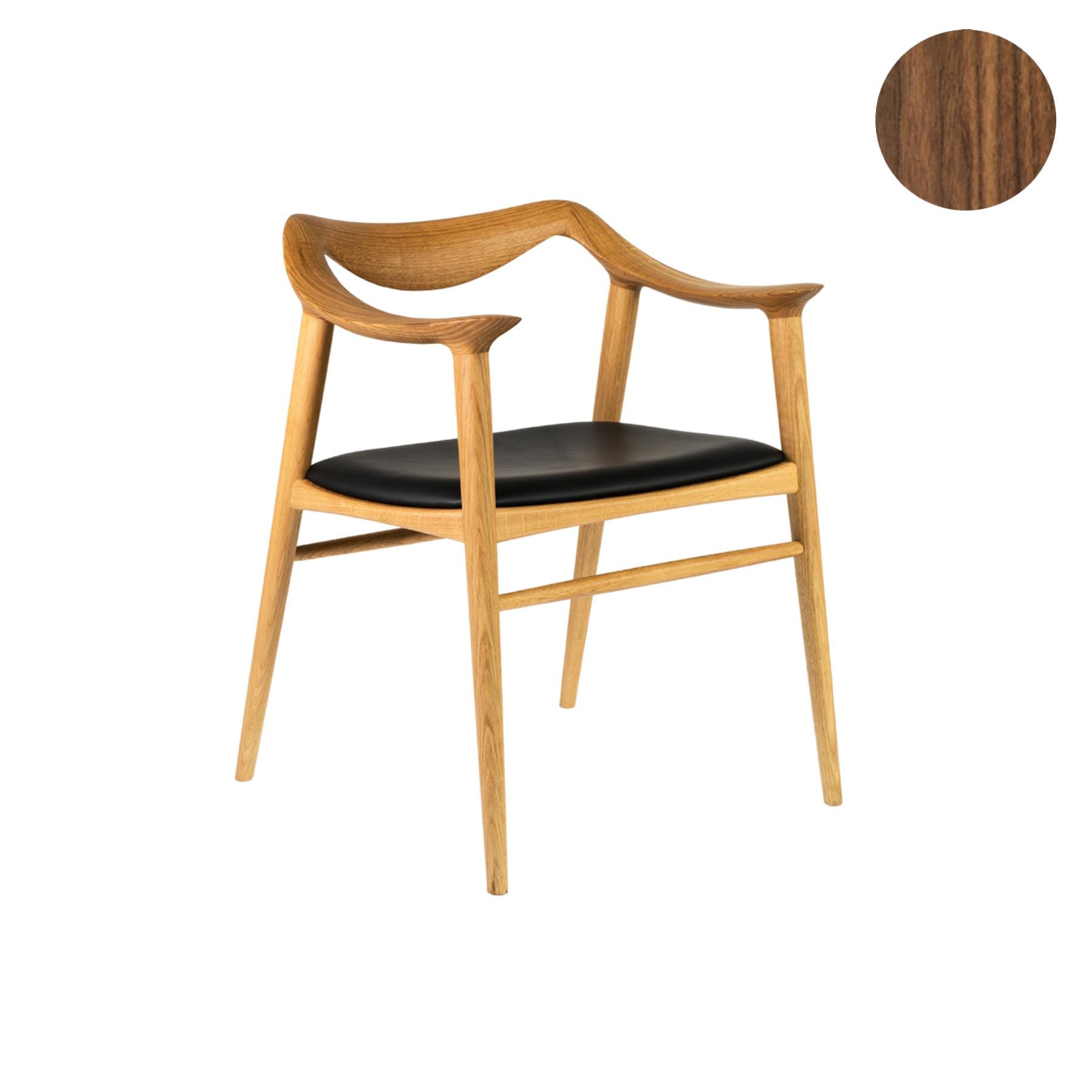 Fjordfiesta Bambi 573 Dining Chair Walnut Black Leather Designer Furniture From Holloways Of Ludlow
