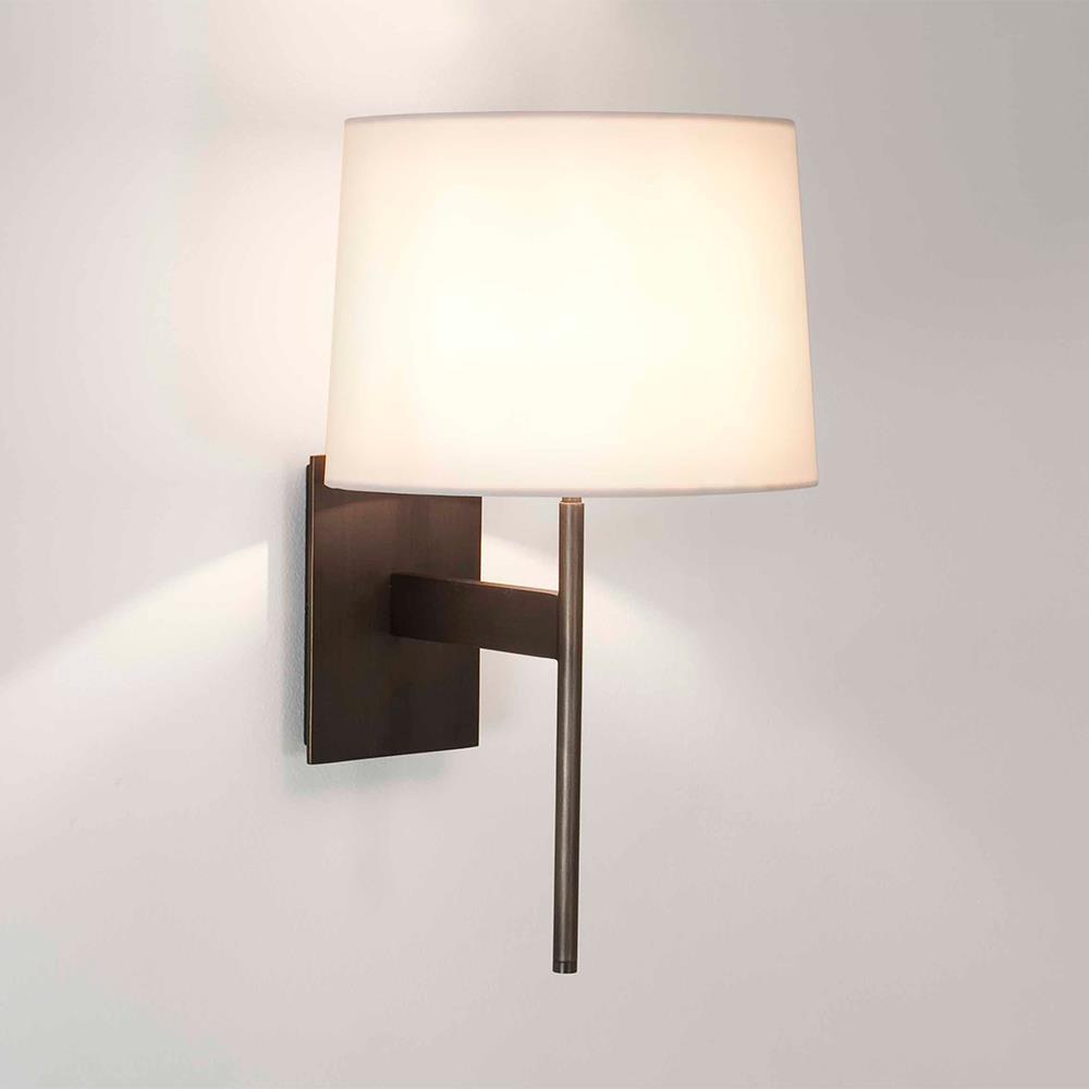 San Marino Solo Wall Light Antique Bronze Oyster Rectangle Shade 285mm Wide